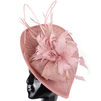Femei Elegante De Moda De Mare Chapeau Capac De Mireasa De La Nunta Frumos Palarioare Pălării Cu Părul Clip Caciulita De Lux Pene De Flori Pălării