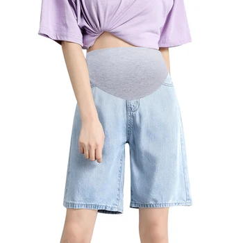 Femei gravide pantaloni Scurți din Denim pentru Vara Genunchi-lungime de Moda de Maternitate Burta Blugi Subtiri Rece Sarcinii Scurte Drepte Blugi Pantaloni 5