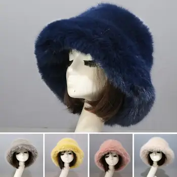 Femei Pălărie Colorate/Culoare Solidă Adulți Căciulă Blană Faux Rece Rezistent La Modă Vânt De Iarnă Adulți Găleată Cu Capac 13