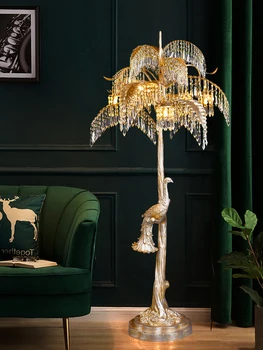 Franceză Stil Retro Vila Living Dormitor De Hotel Magazin Cu Haine Moi Decor Design Cupru Păun Canapea Lampa De Podea 14