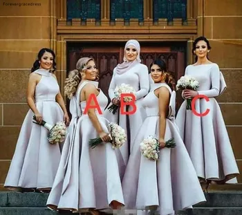 Funda mare Rochii de domnisoare de Onoare Musulmană arabă Vara Țară Grădină Petrecere de Nunta de Oaspeți Domnișoara de Onoare Rochii Plus Dimensiune Personalizat 18