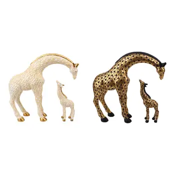Girafe Familie Statui în Picioare Figurine Decor Acasă pentru Living 20