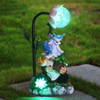 Gradina Solara Stralucitoare Gnomi Statuie Decor Rășină Gnome Figurine LED Lumini de Decor Pentru Patio în aer liber, Balcon Ornament Cadou 7