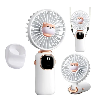 Handheld portabil Ventilator, 4000Mah Gât Ventilator Cu LED Display, Pliabil de Birou Cu Ventilator de Bază, 5 viteze Ventilator Pentru Femei