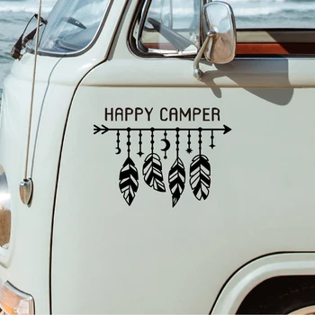 Happy Camper Van Caravana Auto Autocolante Motorhome Decalcomanii Ușa Windows Bare De Protectie Decal Vinil Accesorii 17
