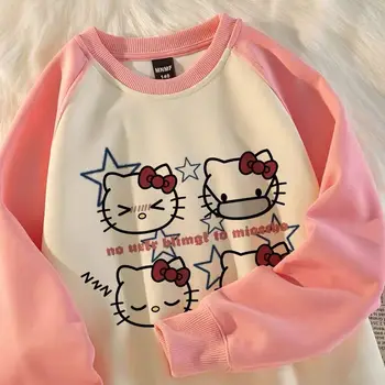 Hello kitty Kuromi roz desene animate tricoul animație creative cusaturi de contrast de culoare pentru copii gât rotund tricou imprimat 14