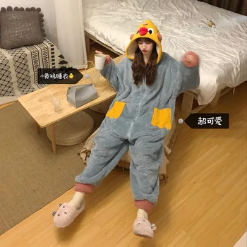 Home service costum coreeană dintr-o bucata pijama femei toamna și iarna de desene animate drăguț dulce cămăși de noapte confortabil maneci lungi 1