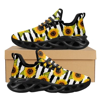 INSTANTARTS de Floarea-soarelui Negru și Alb Dungi Plat Confortabil Pantofi de Vara Respirabil Drăguț Femei Adidași ochiurilor de Plasă Pantofi de Mers pe jos 20