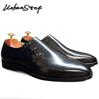 Italiană Barbati Pantofi Oxford Alb-Negru Casual Pantofi Dantela-up Nunta Formala de Afaceri de Birou din Piele Rochie Pantofi pentru Bărbați 19