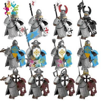 Jucării Pentru Copii De Varsta De Mijloc Cavalerie Blocuri Cavaler Templier Mini Figurine De Acțiune Cal De Război Jucării Pentru Copii Juguetes Pentru Crăciun