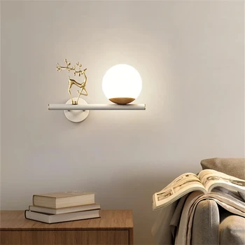 Lampa de perete dormitor lampă de noptieră corn de lux lumina platinum creative Nordic simplu living modern fundal de perete decorativ 9