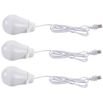 LBER 3X DC5V 5W Bec LED-uri USB Lampa Portabila Lumină Albă Pentru Exterior Laptop (Alb) 4