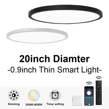 LED Lampă de Plafon 20inch Ultrathin Inteligent App de Control de la Distanță corp de Iluminat Interior Lumina Plafon pentru Dormitor, Bucătărie, Camera de zi