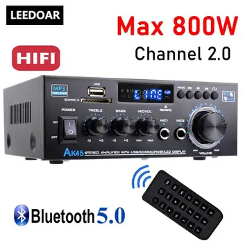 LEEDOAR AK45 HiFi Amplificator Digital Putere Max 90Wx2 Canal 2.0 Bluetooth Sunet Surround AMP Boxe pentru Masina Acasa