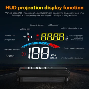 M16 HUD GPS Vitezometru Head-Up Display timp Altitudine distanță de conducere de Tensiune Viteză de Alarmă Accesorii Auto Pentru Toate Masinile 21