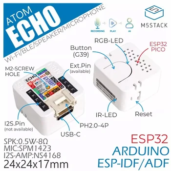 M5Stack ATOM Echo Programabile vorbitor inteligent Construit în ESP32 Bluetooth, Wi-Fi Io 8