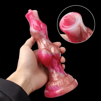 Mare Câine Lup Penis Artificial Penis Nod Cu Ventuza Jucărie Sexuală Pentru Femei Barbati Animal Penis Din Silicon Moale Anal Plug Masturbator Picătură Navă 18