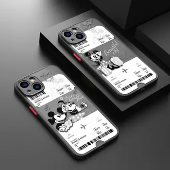 Mat Shell Pentru iPhone 11 de Caz Pentru iPhone 15 14 13 12 Pro Max Mini X XR Xs 8 6 7 Plus Bara de protecție Mickey Minnie Card de Călătorie 18