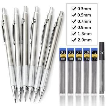 Metal Desen Creion 0.3 0.5 0.7 0.9 1.3 2.0 Mm HB Artă Schiță de Scris Creion Mecanic cu Set Duce Școală, Rechizite de Birou 7