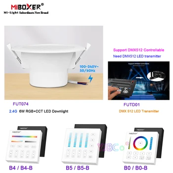 Miboxer 6W 2.4 G RGB+CCT LED Downlight Estompat 4-Zona Panoul de la Distanță/2.4 GHz Gateway/DMX512 control 110V 220V AC RGB Lumina Plafon 12