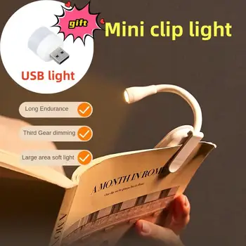Mini LED Reîncărcabilă de Protecție a Ochilor Cartea Lumina de Noapte Clip Reglabil 360° Flip Studiu Easy Clip Lampă cu 3 Culoare Pentru a Călători Dormitor 17