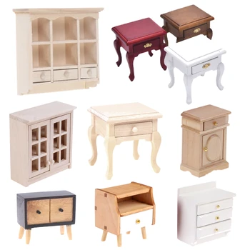 Miniatură Din Lemn Cabinet Garderoba Casa Papusa De Mana Noptieră Mobilier Model Decor Mini Cabinet 1:12 Casă De Păpuși 21