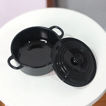 Miniatură Mini Oala Cazan Tigaie Cu Capac Ceainic Model De 1/12 Păpuși Ustensilă De Bucătărie Vase De Gătit Joc Bucătărie De Jucărie Accesorii 1