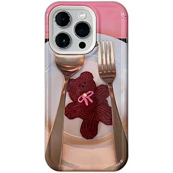 Minunat URI de Crăciun Drăguț Urs Cookie Consolidat 2-în-1 Telefon Caz pentru iPhone 15 14 13 Pro Max Înapoi Capacul Telefonului pentru 12 Funda 21