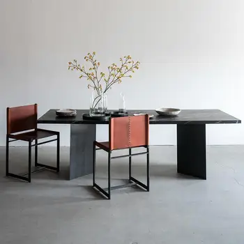 Mobila sufragerie masa de marmură și scaun combinație modernă simplitate extravaganță lumina avansate sentiment dreptunghi 11