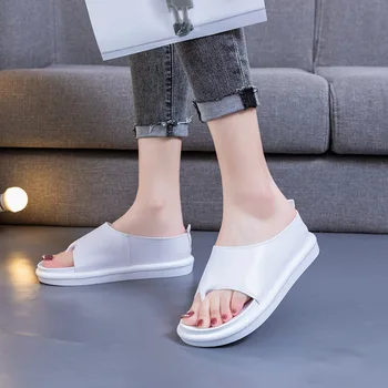 Moda De Vară 2020 Nouă Femei Pantofi Femei Sandale Fund Gros Plat Pantofi Platforma Solid Alb Din Piele Student Doamnelor Sandale 1