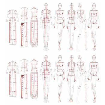 Moda Ilustrare Conducători Schiță Template-Uri De Conducător De Cusut Umanoid Modele De Design De Îmbrăcăminte De Măsurare 5