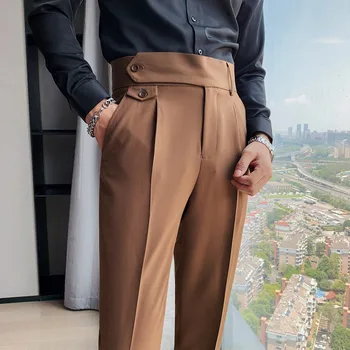 Moda pentru bărbați Pantaloni Casual de Afaceri Sociale Slim Fit Tight Pantaloni Lungi Elasticitatea Formale Costum de Birou Rochie de Streetwear Îmbrăcăminte 16