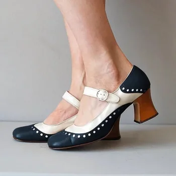 Moda Rotund Toe Mary Jane Platforma Femei Pantofi Cu Tocuri Înalte, Catarama Curea Pompe Doamnelor Pantofi De Piele De Brevet Dimensiune 35-43 328 14