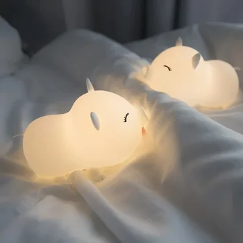 Modern, Simplu Dormitor Patul de Desene animate Creative USB Lampa de Podea Copiii de Grădiniță Cadou Jucărie Șapte Culoare Silicon Porc LED Lumina de Noapte 4