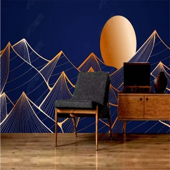 Moderne de Moda de Lux Lumina Abstract Golden Line Hârtie de Perete Home Decor Geometric Living Murală TV Canapea Imagini de fundal de Fundal