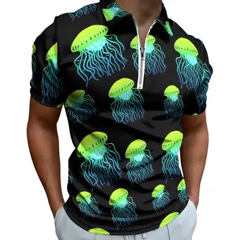 Neon Jeleuri Tricou Polo Verde Jeleu de Pește Camasa Casual de Vara Y2K Barbati Maneca Scurta Guler Grafic T-Shirt