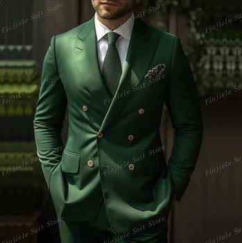 New Green Business Mire Costum Cavaler De Onoare Bărbați Costume Petrecere De Nunta Bal Formale 2 Bucata Set Jacheta Si Pantaloni 15