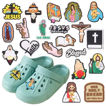 New Sosire 1-20buc Pantofi Farmece Biblia, Crucea lui Isus Fresce Dumnezeu Accesorii PVC Pantof Decor Pentru Mansete Croc Jibz Cadou