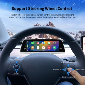 New UI 9.66 inch IPS Ecran Digital de Bord Heads-Up Pentru Tesla Model 3 Y Display Wireless CarPlay, Android Auto 16