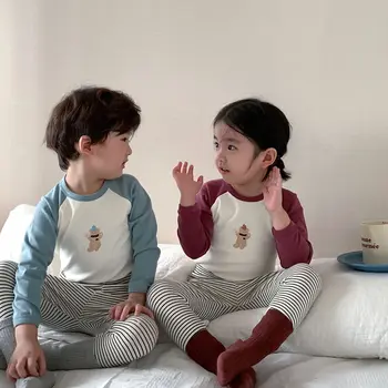 Noi de Toamna pentru Copii Pijamale Versiunea coreeană Casa de Copii Stabilită de îmbrăcăminte pentru Băieți și Fete Desene animate Completă de Imprimare Mâneci Raglan Lenjerie 6