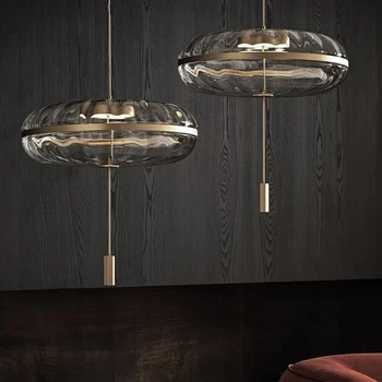Noi lumina pandantiv post-modern, design lampă replica de unda de apă ovale pandantiv de sticlă lumina sala de mese de lux stil loft lumina 6