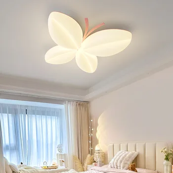 Nordic Cald Camera Copiilor Lumini Plafon Romantic Fluture de Lumină LED-uri Creative Printesa Camera Fetita Dormitor Lămpi de Tavan