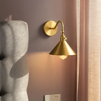 Nordic cupru lampă de perete culbutorilor rotație dormitor noptieră baie, culoar, camera de zi cafe studiu lampă de perete 1