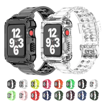 Noul Transparent Curea Silicon Pentru Apple Watch Band SE 7 6 5 4 3 2 Bratara 45mm 44mm 42mm 40mm 38mm Pentru iWatch Ghețar Jeleu 2
