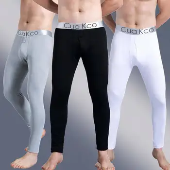 Noul Venit Sexy Bărbați Ultra-Subțire, Mătăsos Lung Johns Termice Pantaloni Cool Jambiere Lenjerie de corp S M L XL XXL 15