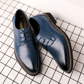 Oficial Pantofi noi de moda pentru Bărbați Punct de Pantofi de Piele negru albastru maro Bărbați Oxford Oficial Pantofi Casual Pantofi 5