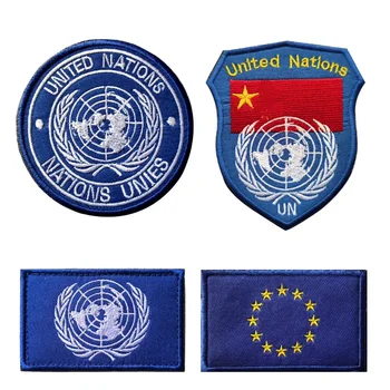Organizația Națiunilor unite Uniunea Europeană Țesături Brodate cu Banderola Cârlig și Buclă de Material Autocolante Patch-uri Decorative pentru Îmbrăcăminte 16