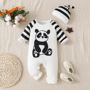 Panda Imprimare Haine pentru Baiat Fata Romper Salopeta Nou-născuți Salopete Nou-Născut Copil de tip Boutique, Costum 3 6 912 Luni 13