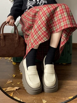 Pantofi De Iarna Pentru Femei Saboti Platforma Casual Femei Adidași Superficial Gura Balerini Negri Femei Încălțăminte Stil Britanic Rotund Toe To 8