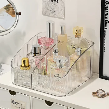 Parfum Cutie De Depozitare Acril Transparent Cosmetice Rack Desktop Ruj De Finisare Cutie Compartiment Organizator Machiaj Baie Pluta
